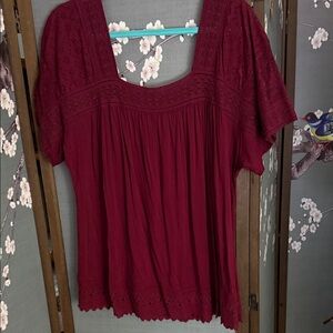 Lane Bryant Burgundy Lace Blouse
